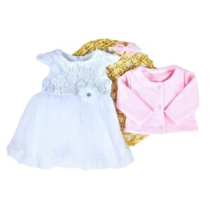 sukienka niemowleca biala wizytowa z koronka i tiulem na krotki rekaw rozmiary 62 86 przod2