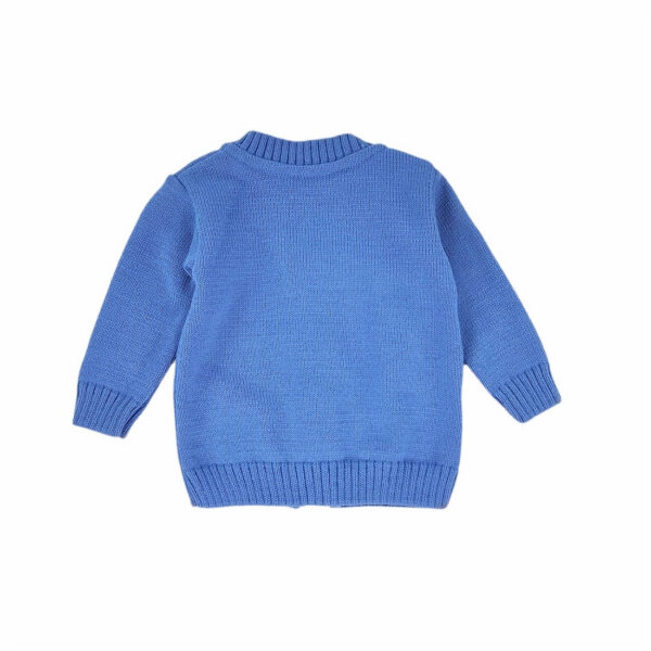 sweter niemowlecy niebieski w szpic rozpinany na guziki rozmiary 62 86 tyl