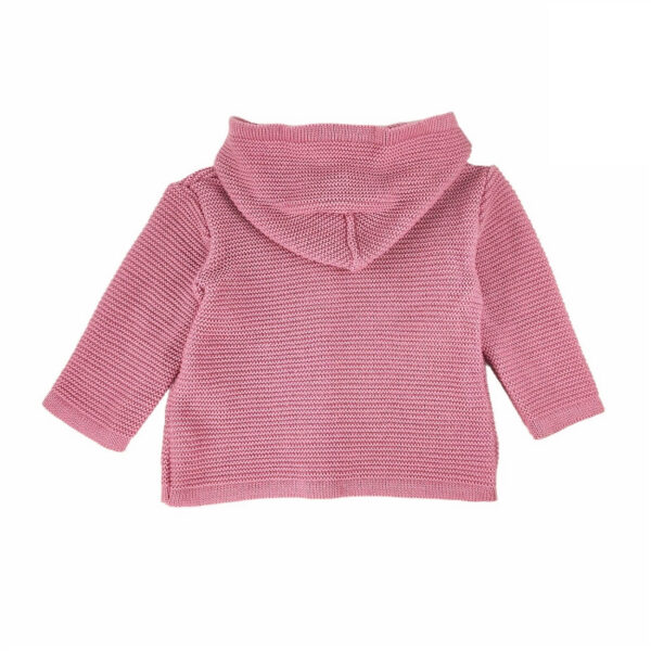 sweter niemowlecy rozowy z kapturem i kieszeniami rozpinany na guziki rozmiary 62 86 tyl