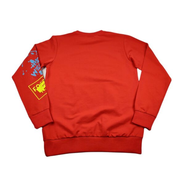 bluza czerwona chlopieca z dlugim rekawem printy kolorowe na przodzie rozmiary 140 164 tyl