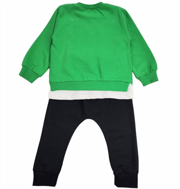 komplet niemowlecy bluza zielona z aplikacjami spodnie czarne 68 86 tyl
