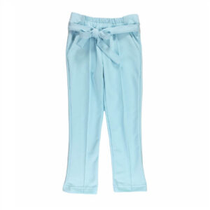 spodnie dziewczece jasno niebieskie elegancko sportowe z gumka i wiazaniem w pasie rozmiary 104 110 do 152 158 przod
