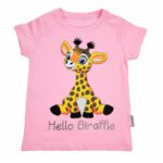 Bluzka dziewczęca t-shirt różowa z żyrafą na krótki rękaw 92-110