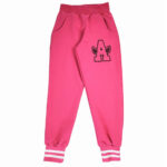 Spodnie sportowe dziewczęce różowe, z gumką w pasie i kieszeniami, rozmiary 104-128
