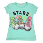 Bluzka t-shirt dziewczęca z kolorowymi trampkami i napisem na krótki rękaw 128-164