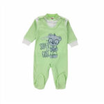 Komplet niemowlęcy, biała koszulka rozpinana i śpioszki jasno-zielone rozpinane “Super Gość”, rozmiary 50-86