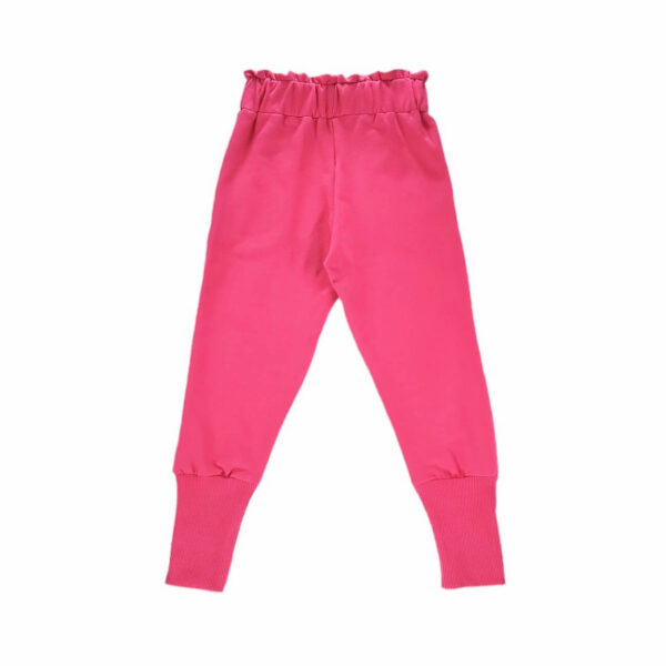 spodnie dziewczece rozowe z guma w pasie z kieszeniami z wysokimi sciagaczami w nogawkach rozmiary 110 134 tyl