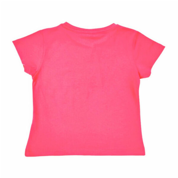 bluzka t shirt dziewczeca rozowa z krotkim rekawem z czarnymi serduszkami z cyrkoniami rozmiary 110 134 tyl