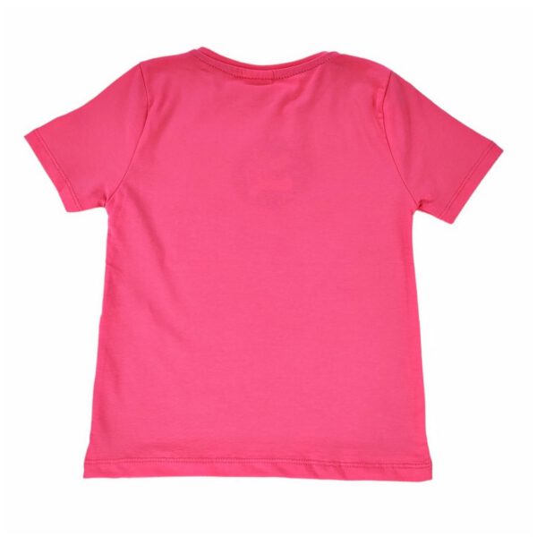 wednesday rozowa bluzka t shirt dziewczeca z krotkim rekawem z obrazkiem wednesday z przodu rozmiary 104 122 tyl
