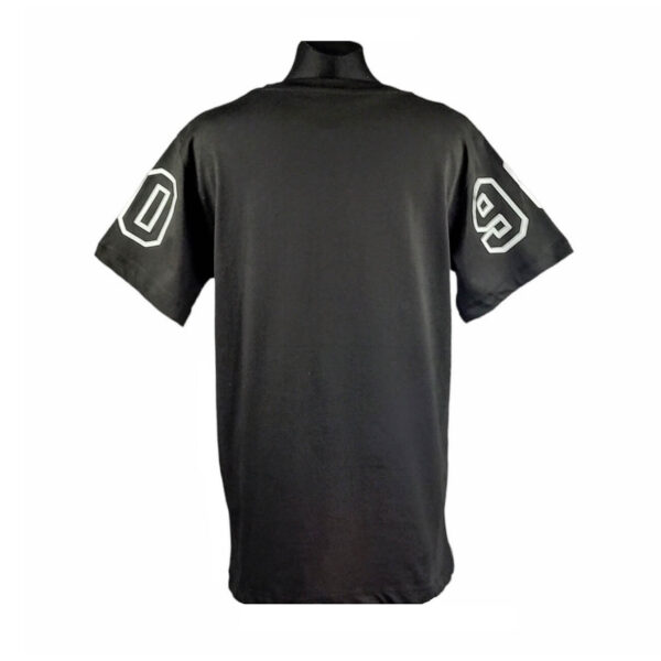 bluzka t shirt chlopieca czarna z krotkim rekawem z napisami z przodu i na rekawach rozmiary 140 164 tyl