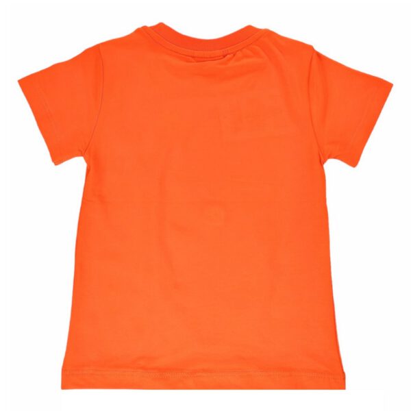 bluzka t shirt chlopieca pomaranczowa z krotkim rekawem z dioda swiecaca z aplikacja rozmiary 86 98 tyl