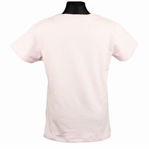 bluzka t shirt dziewczeca roz pudrowy z krotkim rekawem z postacia dziewczyny rozmiary 140 164 tyl