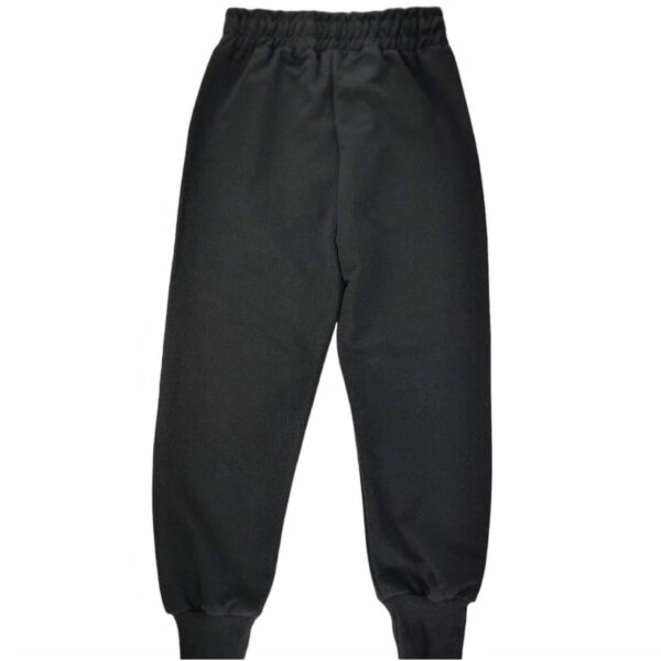 spodnie chlopiece czarne dresowe z guma w pasie z kieszeniami z dioda blyskajaca rozmiary 110 134 tyl