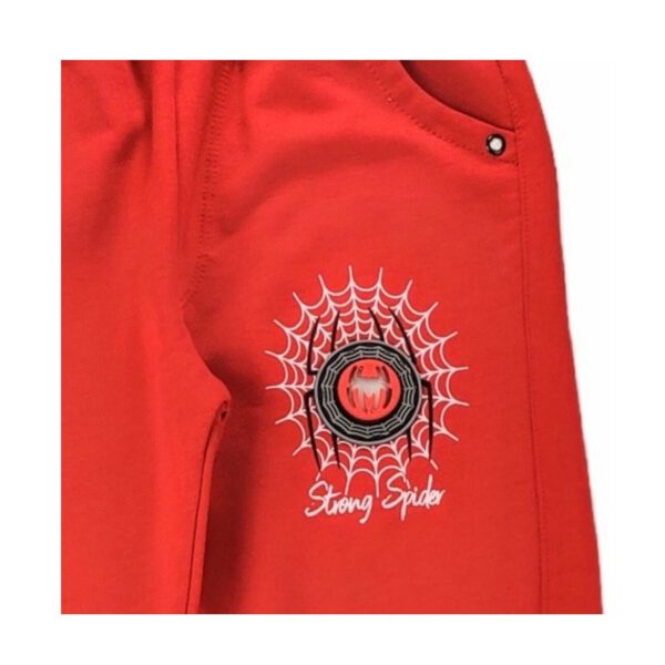 spodnie chlopiece czerwone dresowe z guma w pasie z kieszeniami z dioda blyskajaca rozmiary 110 134 bok